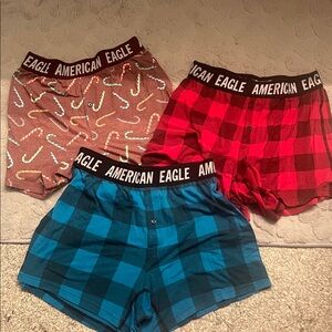 🤩American Eagle boxer shorts Bundle burgundy teal and red lounge shorts size S
